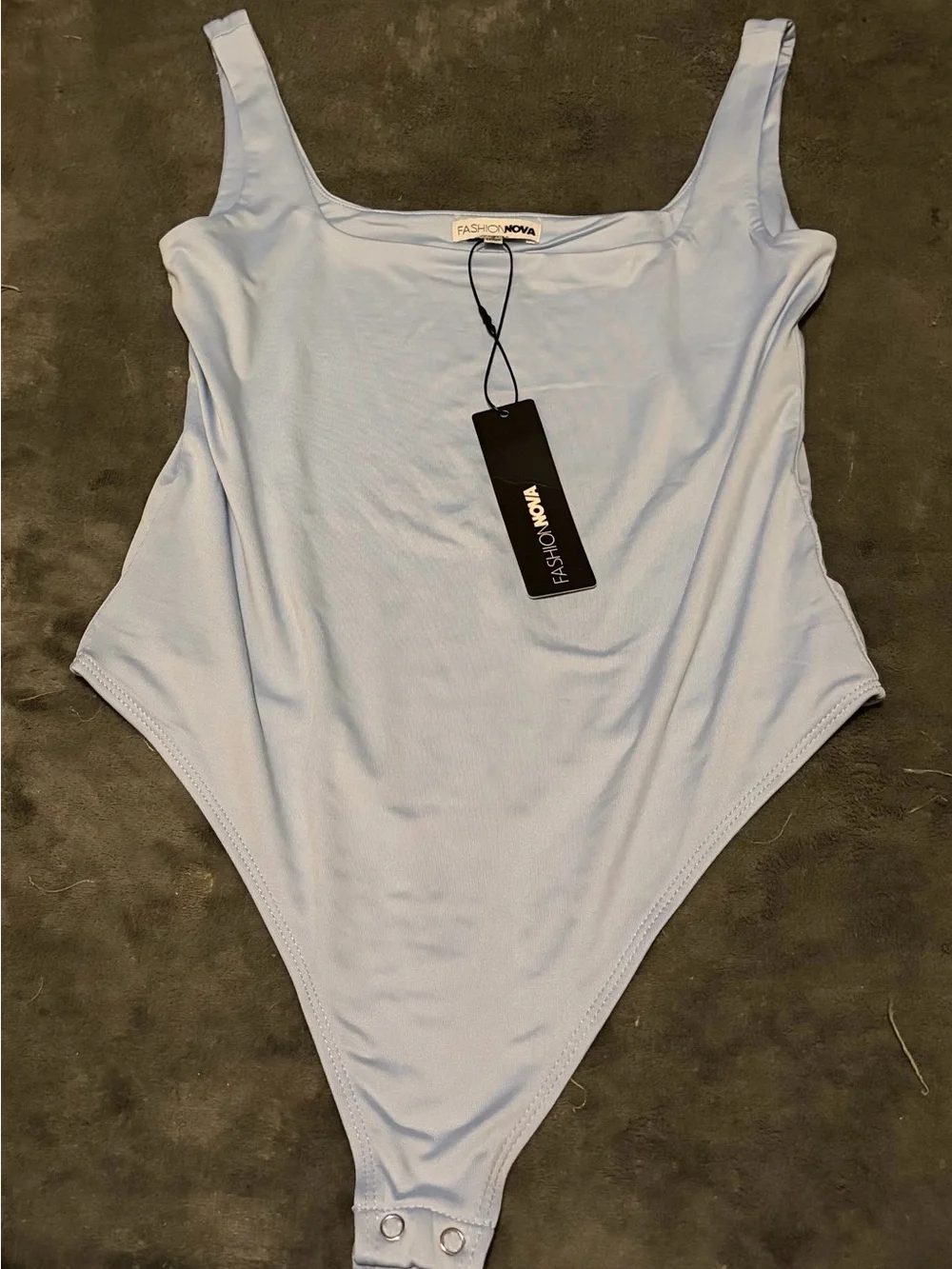 Fashion Nova Pale Blue Scoop Neck Bodysuit